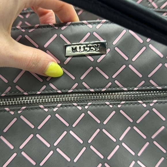 NWT MILLY Luxe Baby Diaper Bag in Grey and Pink - Picture 5 of 15